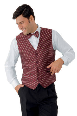 gilet unisex in rasatello con disegno cravatta fantasia Bordeaux