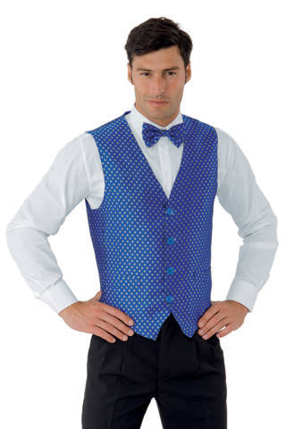 gilet unisex in rasatello con disegno cravatta fantasia blu cina