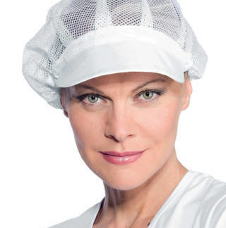 Cuffia Cappellino Bianco Alimentare Donna In Rete Con Visiera Frontale 081010