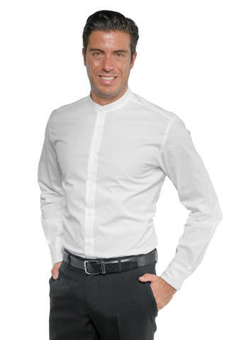 camicia bianca da uomo senza collo consigliata per ristoranti hotel catering hostes