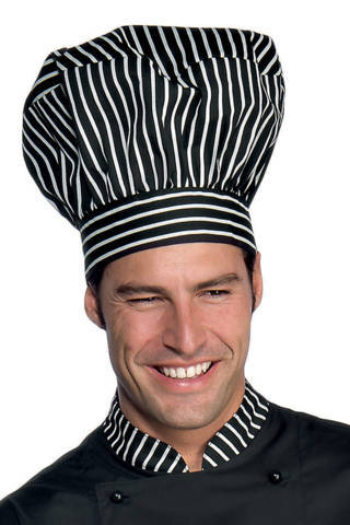 Cappello Da Cuoco Classico A Righe 4 varianti 075100 Fantasia gessata Londra 01, a righe larghe con sfondo nero