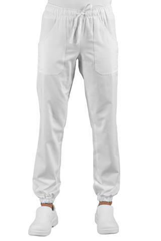 Pantaloni Medicale Infermiere Bianco Uomo Donna Con Elastico Sulla Caviglia Super Stretch