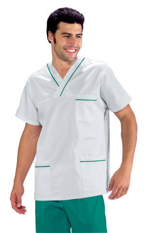 Completo medicale o per infermiere casacca a v e pantaloni in verde chirurgico