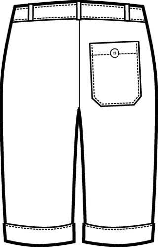 Bozzetto bermuda o pantaloncino vista posteriore