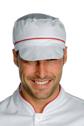 cappello con visiera regolabile bianco rosso 077007