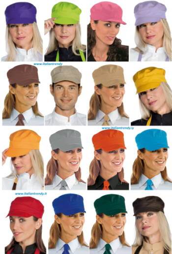 cappello cameriere gelateria creperia uomo donna in tinta unita e in taglia unica. disponibile in 18 colori cappello sam poliestere unisex