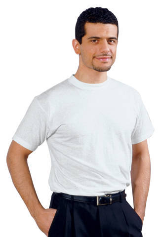 Maglia Bianca a Girocollo T-Shirts a Maniche Corte Per Uomo in Cotone