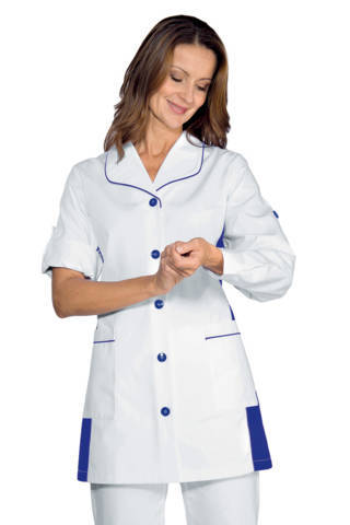 050306 casacca donna in bianco e blu cina a maniche lunghe per estetista centro benessere pasadena 2 varianti