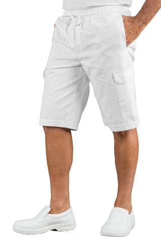 Bermuda Uomo Bianco Con Elastico In Vita Tasche Laterali 3 Colori
