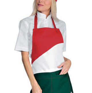Grembiule Donna Rosso Bianco Verde Con Pettorina Tricolore Italiano, bianco rosso e verde