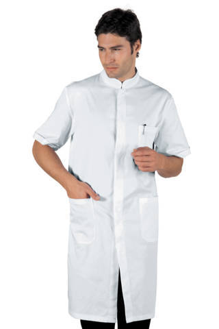Camice Bianco In Cotone da Uomo Medico con Collo alla Coreana a manica Corta Codice: 060400m Davemport