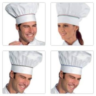 Cappello Da Cuoco Classico Bianco + Riga 100% Cotone