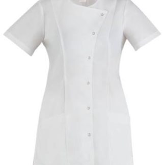 Casacca bianca donna a maniche corte leggera e slim per uso medico estetico o utilizzo sanitario