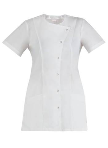 Casacca bianca donna a maniche corte leggera e slim per uso medico estetico o utilizzo sanitario