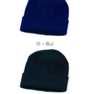 Zuccotto o Cappello in Maglia Blu o Nero Tinta Unita Con Risvolto Berretto Invernale