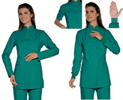 Casacca Donna Professionale Verde Chirurgico collo coreana uso medico estetico 3 Mod.