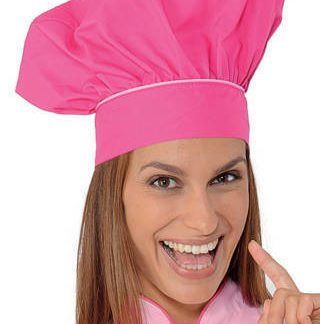 Cappello Da Cuoco Classico Fuxia Riga Rosa Taglia Unica Regolabile Con il Velcro