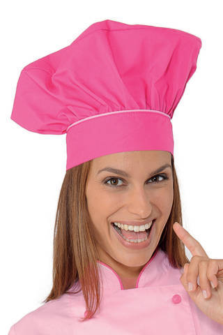 Cappello Da Cuoco Classico Fuxia Riga Rosa Taglia Unica Regolabile Con il Velcro