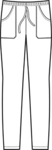 bozzetto frontale del pantalone con elastico in vita e coulisse linea 044000