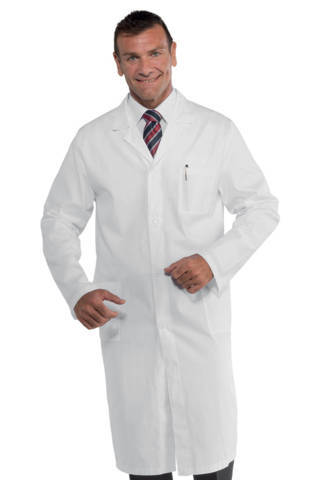 Camice Uomo Bianco Medico Dottore Farmacia Lungo 110 cm 100% cotone