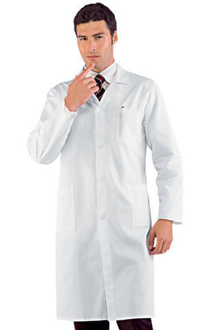 Camice Uomo Bianco Lungo In Cotone Per Medico Dentista Farmacia Professionale