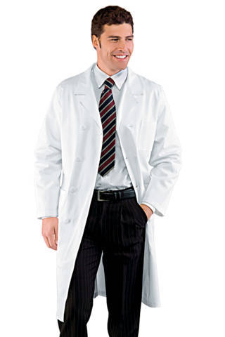 Camice Uomo Bianco Professionale Doppio Petto Medico Farmacista Aperto