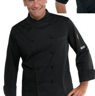 Giacca Per Cuoco Chef Nero Super Stretch Tessuto Elasticizzato Slim Fit New Line manica lunga o corta
