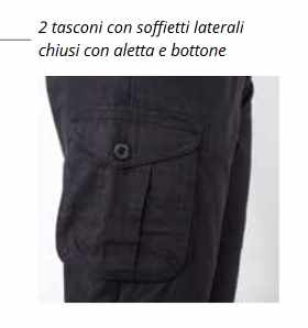 dettaglio tasche del Pantalone Cargo Da Lavoro Di Cotone Con Tasche Laterali 5 Varianti Rosso Blu Verde Nero Grigio