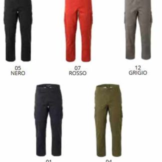 Pantalone Cargo Da Lavoro Di Cotone Con Tasche Laterali 5 Varianti Rosso Blu Verde Nero Grigio