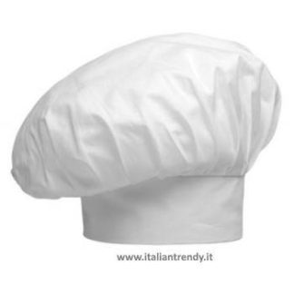 Cappello Da Cuoco Classico Bianco In Cotone Taglia Unica, In rasatello di Cotone