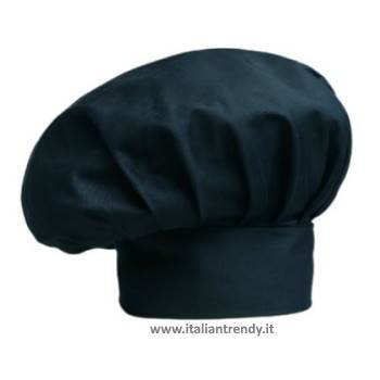 Cappello Cuoco Chef Regolabile Con Velcro Nero