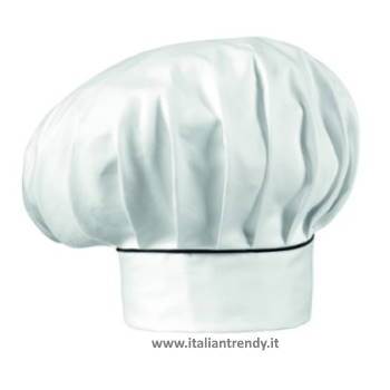 Cappello da cuoco ego in cotone bianco con profilo nero