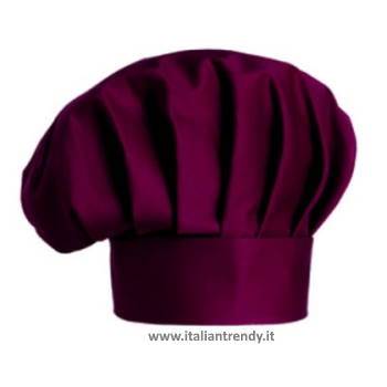 Cappello Cuoco Chef Regolabile Con Velcro Bordeaux