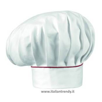 Cappello da cuoco ego in cotone bianco con profilo bordeaux