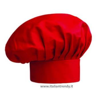 Cappello Cuoco Chef Regolabile Con Velcro Rosso