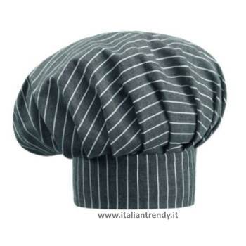 Cappello Cuoco Chef Regolabile Con Velcro Gessato largo grigio