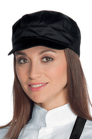 cappello con visiera da cameriere per bar gelateria creperia uomo donna sam nero