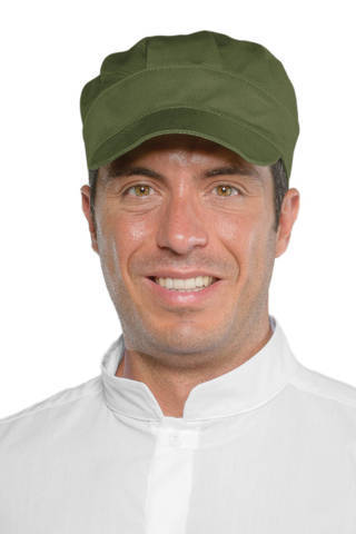 cappello con visiera da cameriere per bar gelateria creperia uomo donna sam verde militare