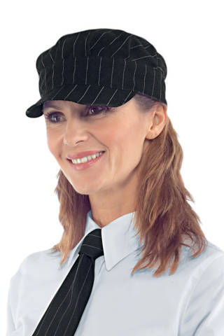 cappello cameriere gelateria creperia uomo donna gessato nero berretto sam gessato liverpool rigato largo