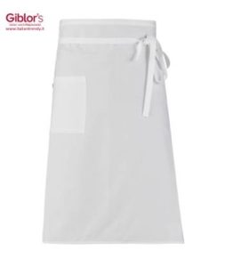 Grembiule a Vita Bianco per Chef o Cuoco 75x105 Linea Lunga e larga. Codice: Q8H00199 Matera- Giblor's.