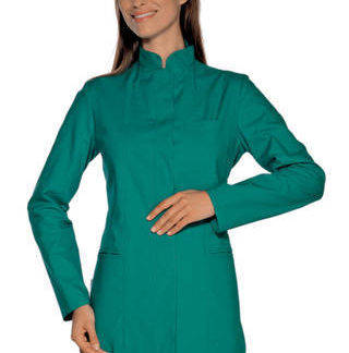 Casacca Donna Professionale Verde Chirurgico collo coreana uso medico estetico manica lungha 3 Mod.