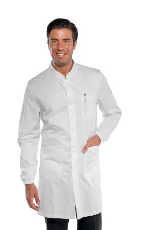 Camice Bianco Medicale da Uomo con Collo alla Coreana 190 gr Cotone