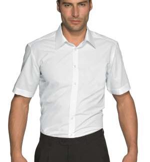 Camicia In Cotone elasticizzato Uomo Divisa per Eventi Bar Ristoranti Slim Bianco Mezza Manica. cartagena slim 061620M