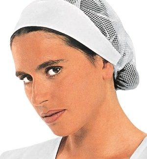 Cuffia Cappellino Bianco Alimentare In Rete e Frontalino Donna