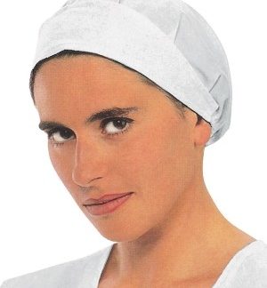 Cappello Bianco Inserto Nero Con Rete E Visiera Per Panifici Alimentari 