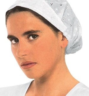 Cuffia Cappellino Donna Bianco In Pizzo Sangallo e Frontalino Alimentare e Non