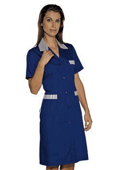 Camice Donna Aperto Per Colf Bicolore Leggero M/M Blu + Bianco a Maniche Corte 008902M Positano