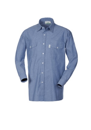 Camicia Uomo Da Lavoro Cotone Oxford Azzurra Manica Lunga