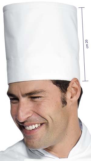 Cappello Da Cuoco Tubolare 20 Cm Bianco Lavabile Regolabile Elite