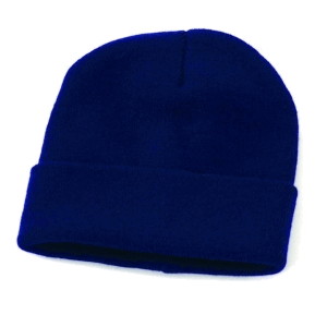 Zuccotto o Cappello in Maglia Blu Tinta Unita Con Risvolto Berretto Invernale